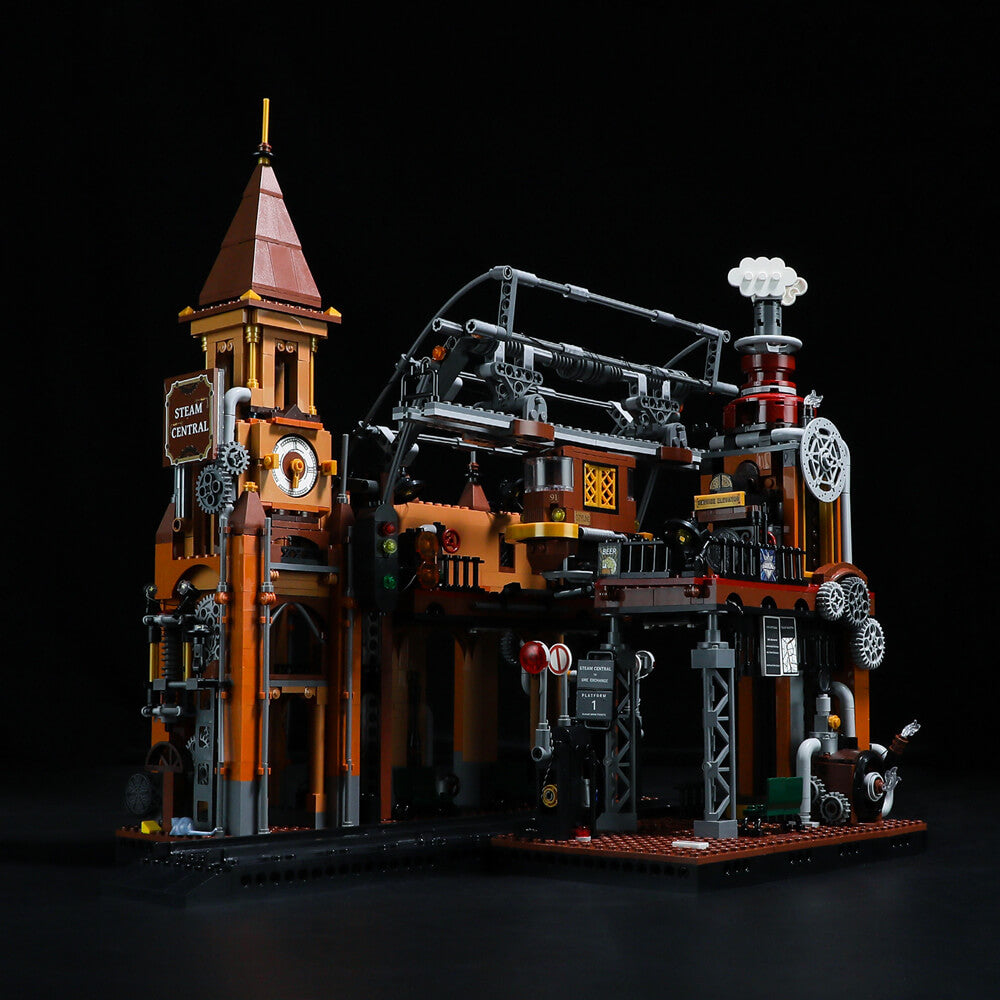FUNWHOLE - Steampunk Train Station 1843PCS - Building Block Toy- USA(Ship to USA)
