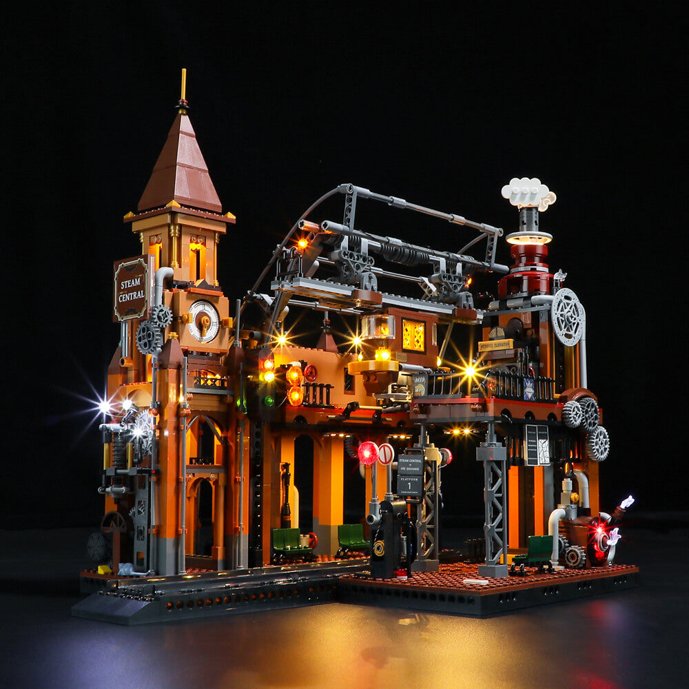 FUNWHOLE - Steampunk Train Station 1843PCS - Building Block Toy- USA(Ship to USA)