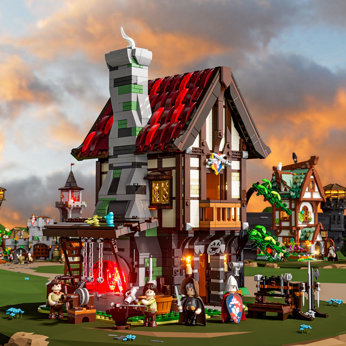 FUNWHOLE - Forge House 1595PCS - Building Block Toy- USA (Ship to USA)