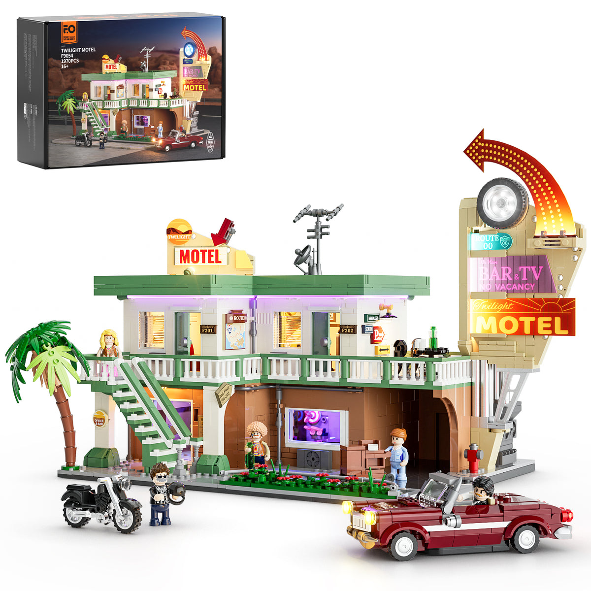 FUNWHOLE - Twilight Motel 1970PCS - Building Block Toy- USA(Ship to USA)