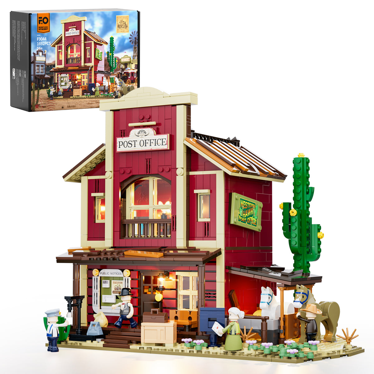 FUNWHOLE - Old West Post Office 1692PCS - Building Block Toy- USA(Ship to USA)