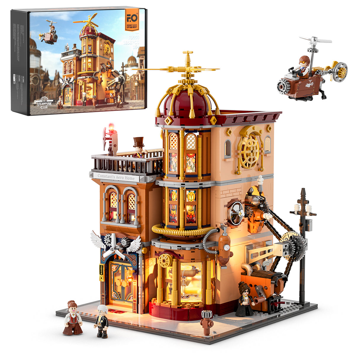FUNWHOLE - Steampunk Flying Club 1858PCS - Building Block Toy- USA(Ship to USA)