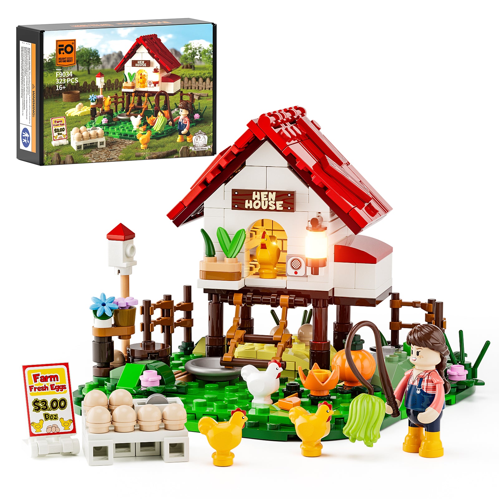 FUNWHOLE - The Hen House 323 PCS - Building Block Toy- USA(Ship to USA)