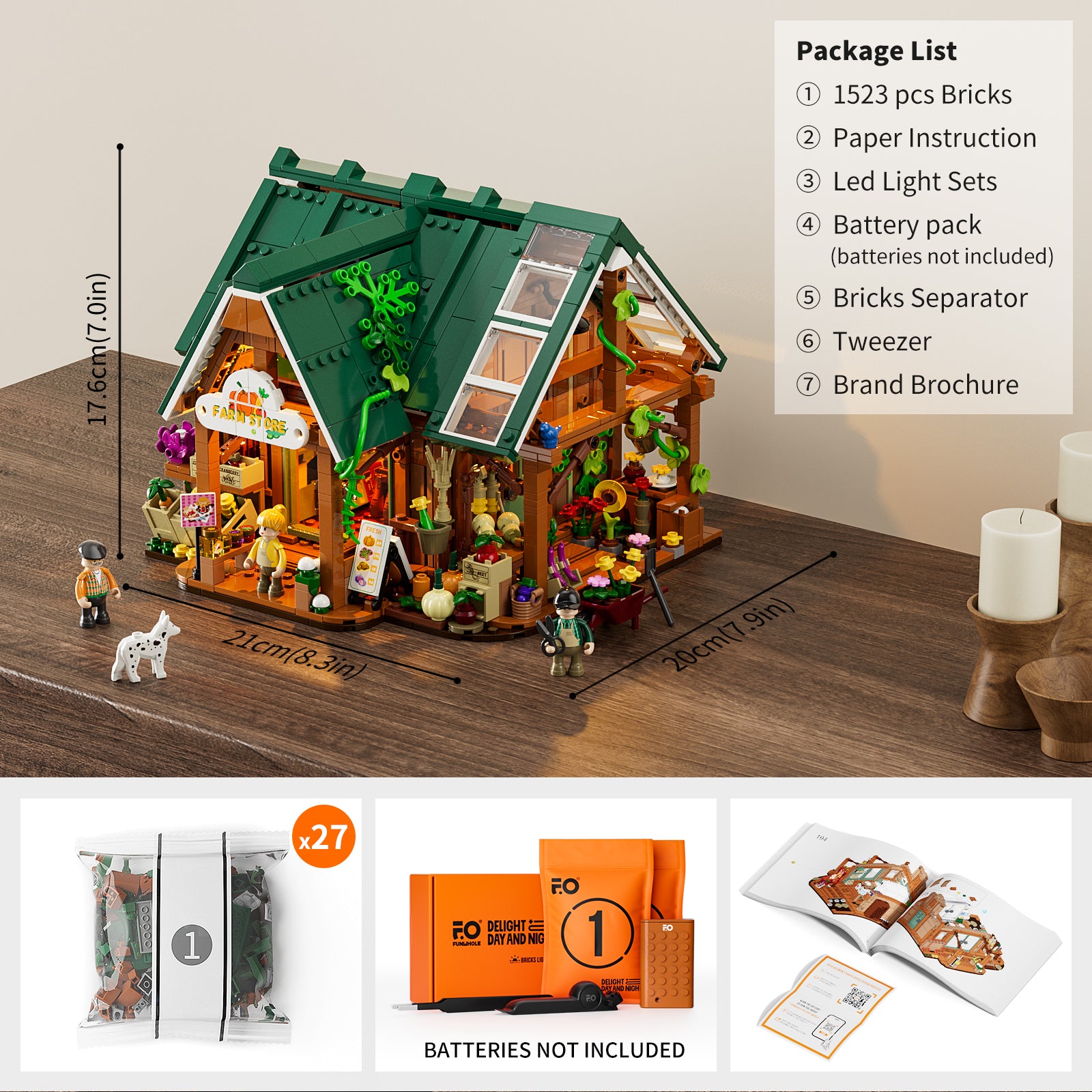 FUNWHOLE - Farm Store 1523PCS - Building Block Toy- USA(Ship to USA)