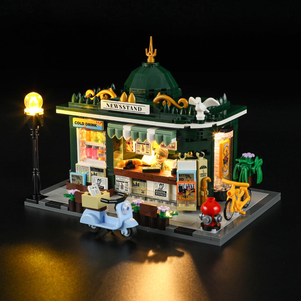 Newsstand F9023 with LED lighting illuminated showing warm glow effect