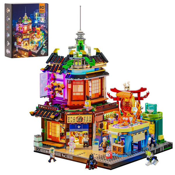 [新品セット]GALLIUM LLIC ION BLOCK Lumibricks Izakaya F9073 – LED Japanese Tavern Building Set with