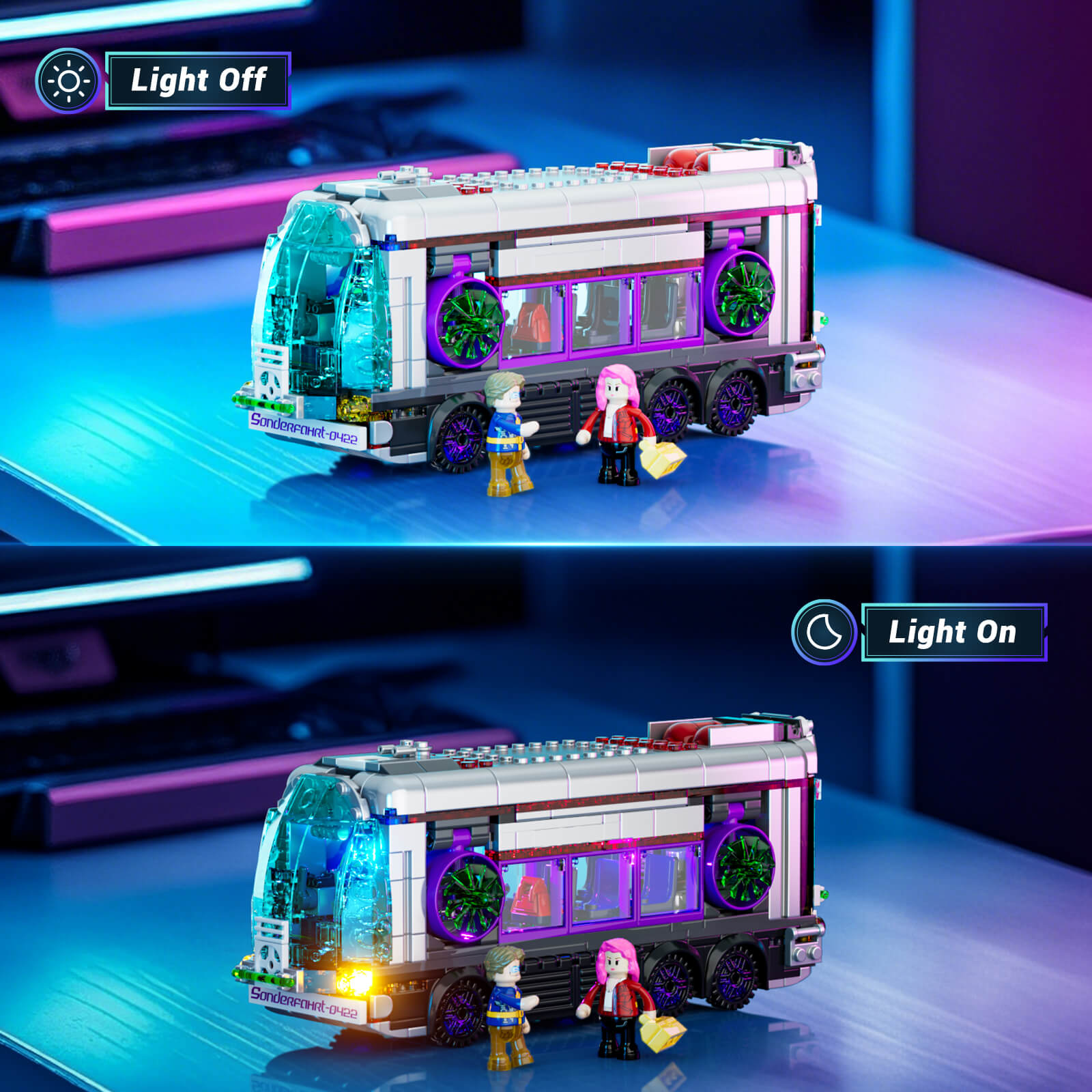 Lumibricks Future Bus F9060 with Light Kits | Cyberpunk Series
