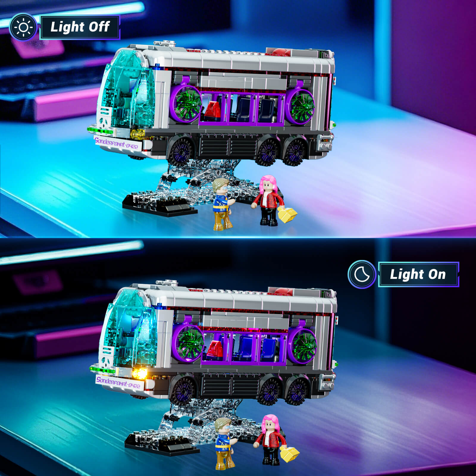 Lumibricks Future Bus F9060 with Light Kits | Cyberpunk Series