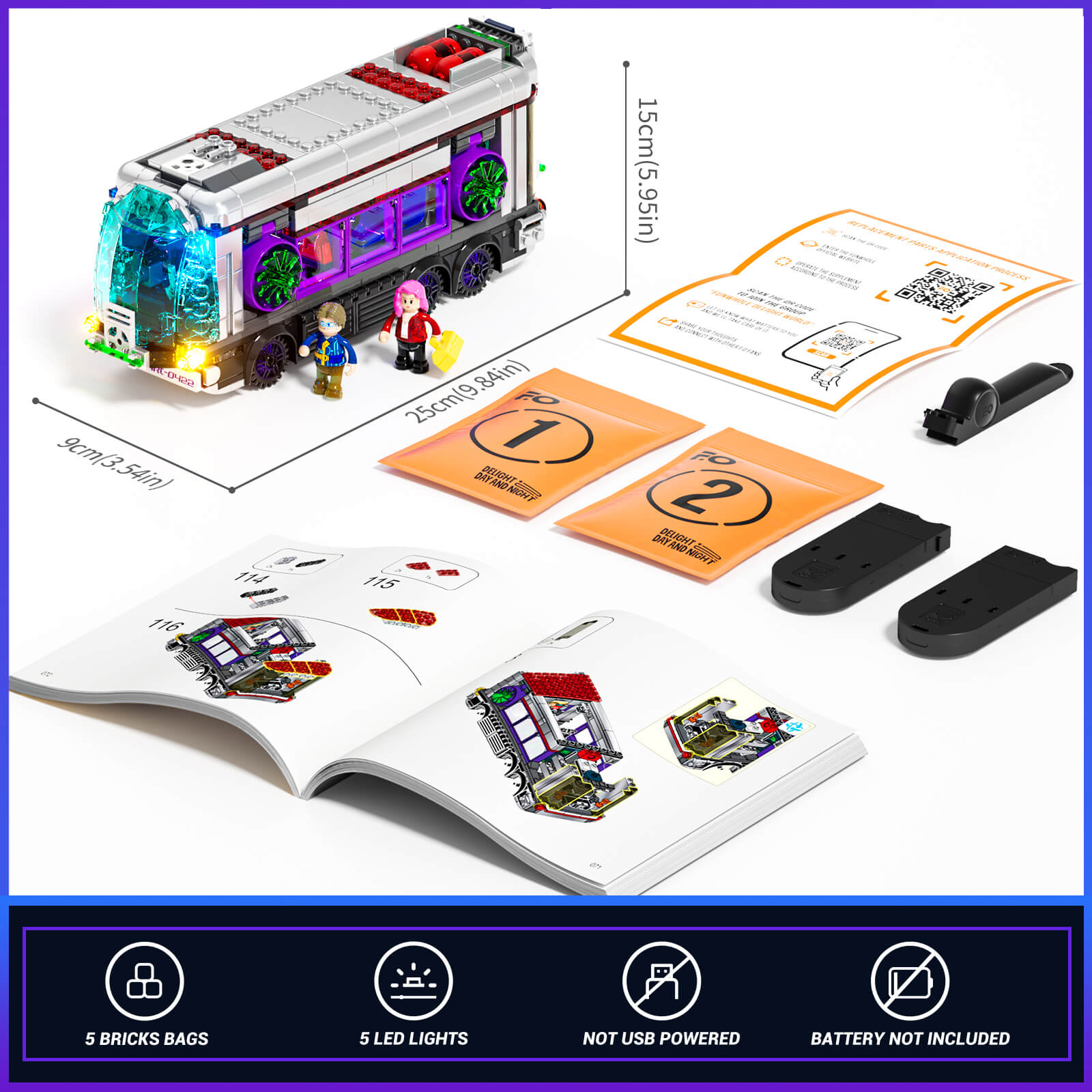 Lumibricks Future Bus F9060 with Light Kits | Cyberpunk Series