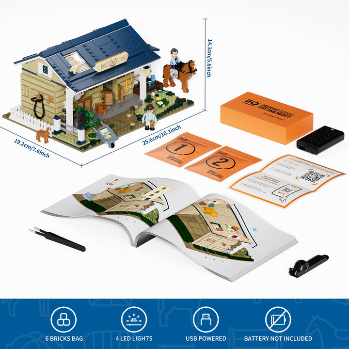 Lumibricks Horse Stable F9080 – Size and Included Components Overview