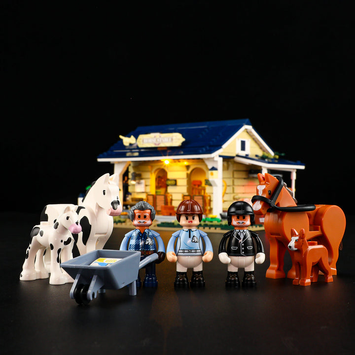 Lumibricks F9080 horse stable – Complete playset with stable, horse, rider, and accessories for creative building fun.