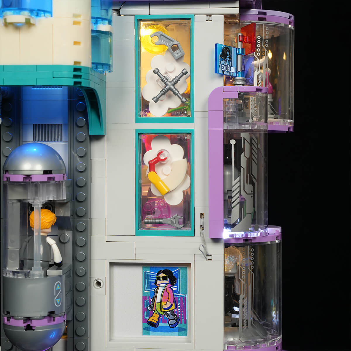 The Galleria lit up at night showing all LED modes