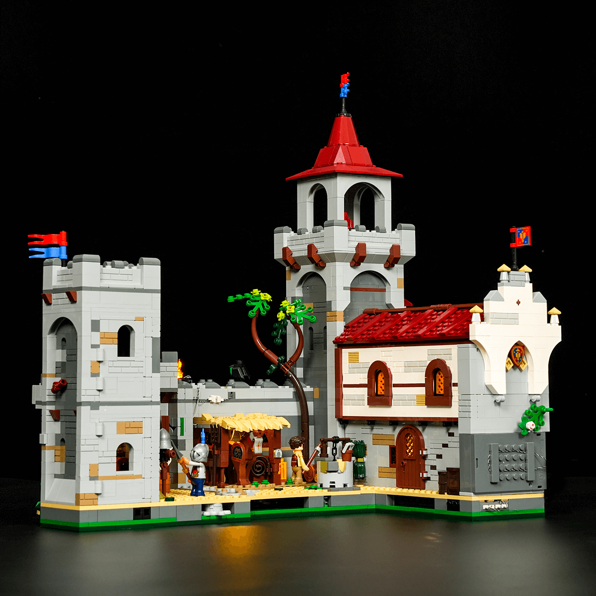 LUMIBRICKS Medieval Guard Post – Lighted Castle Barracks Set – Lumibricks