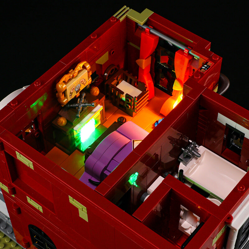 Midnight Haunted Mansion back panel open showing interior rooms and lighting