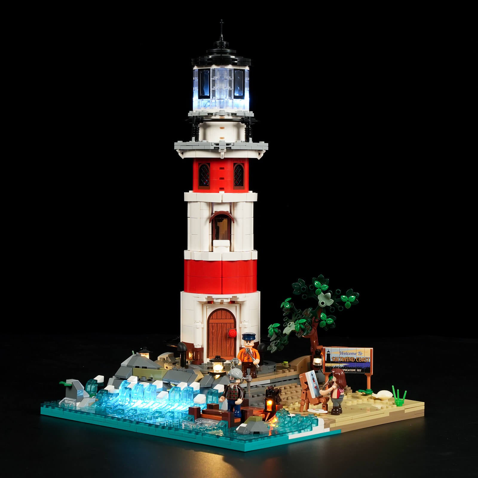 LUMIBRICKS Sunrise Lighthouse — 360° Patrol Light Seaside Set
