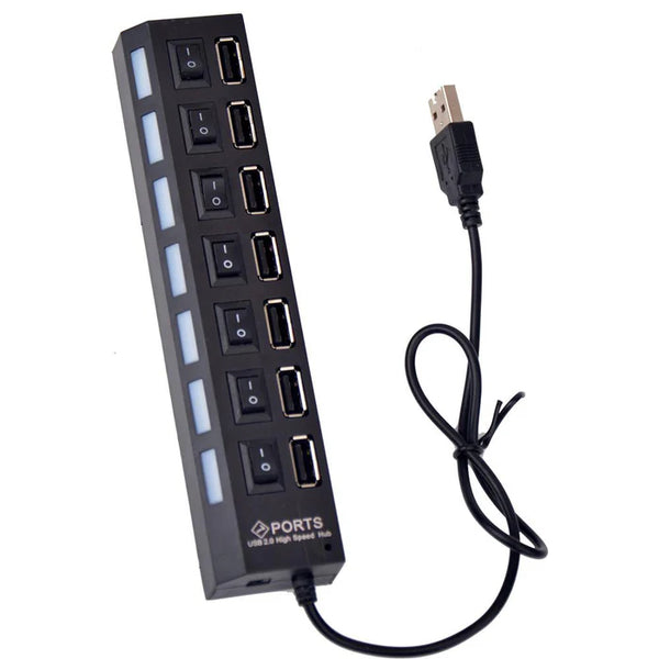Hub USB 7 ports 2.0 répartiteur USB noir - Non disponible à la vente, échange de points uniquement