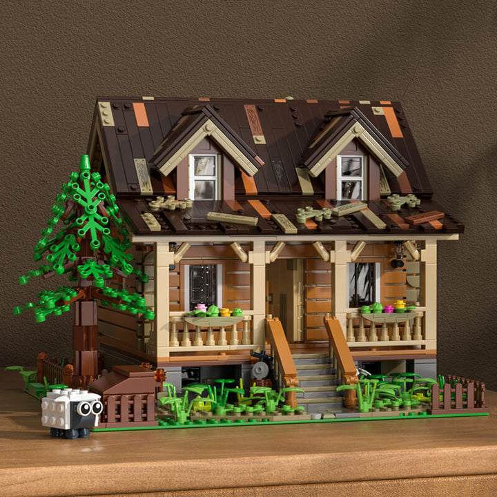Funwhole Wood Cabin Building Set(Come With Light Kit